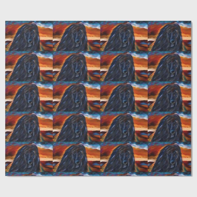 Black Afghan Hound Wrapping Paper (Flat)