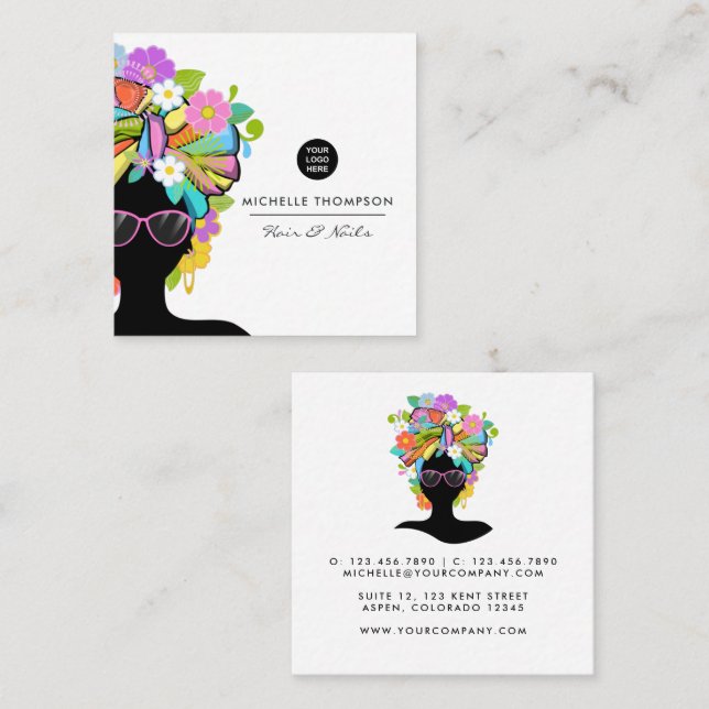 Black Africa Woman Square Business Card (Front/Back)