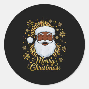 Black African Afro American Santa Claus Christmas Classic Round Sticker