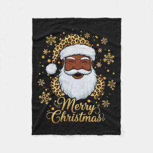 Black African Afro American Santa Claus Christmas Fleece Blanket