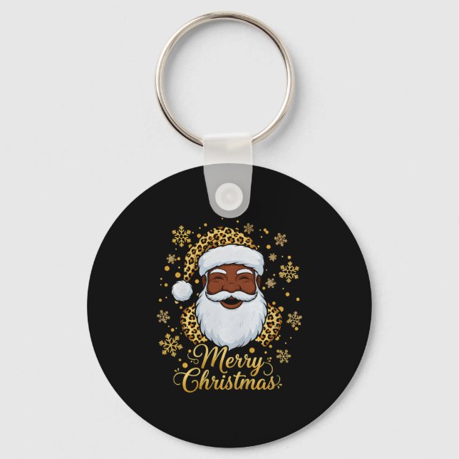 Black African Afro American Santa Claus Christmas  Key Ring (Front)