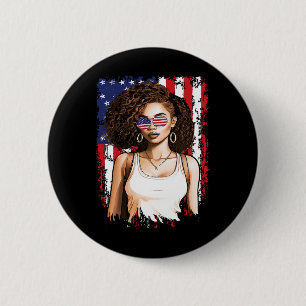 Black African American 4th Of July Flag Patriotic 6 Cm Round Badge