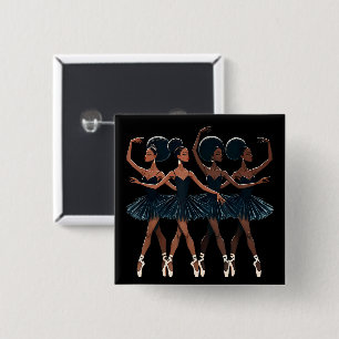 Black African American Ballerina Ballet Dance Girl 15 Cm Square Badge