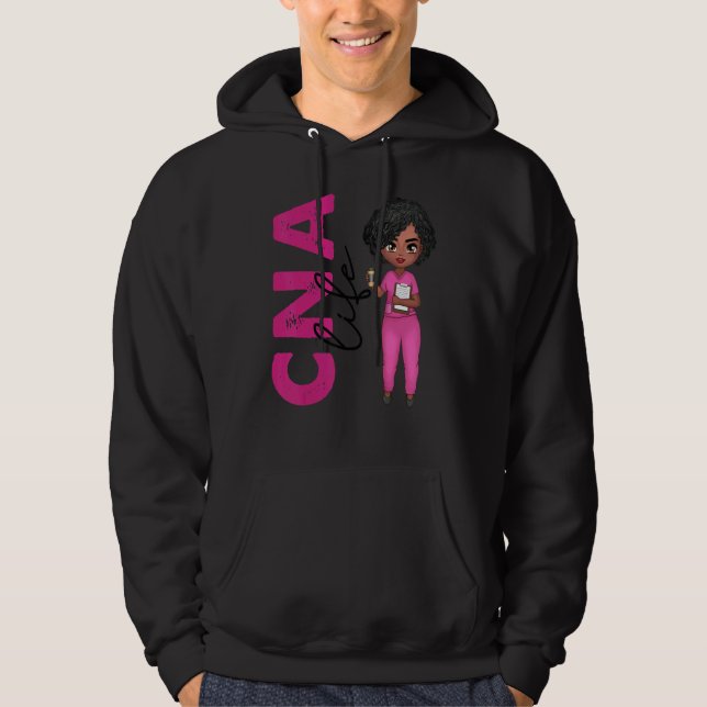 Black African American Cna Nurse  Healthcare Worke Hoodie (Front)