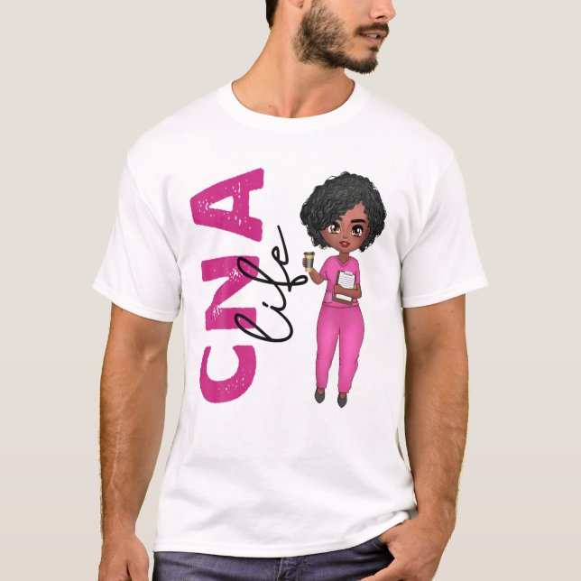 Black African American CNA Nurse  Healthcare Worke T-Shirt (Front)