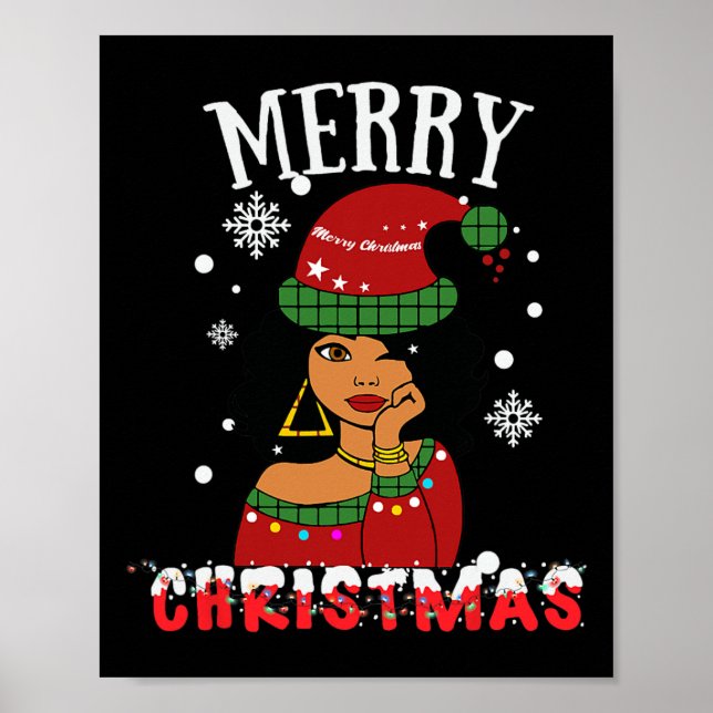 Black African American Merry Christmas Melanin Wom Poster (Front)