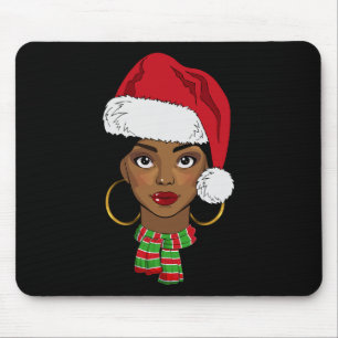 Black African American Santa Afro Christmas Melani Mouse Mat