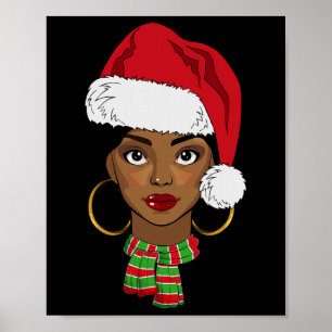 Black African American Santa Afro Christmas Melani Poster
