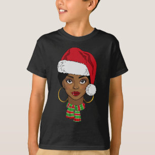 Black African American Santa Afro Christmas Melani T-Shirt