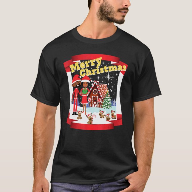 Black African American Santa and Mr and Mrs Claus  T-Shirt (Front)
