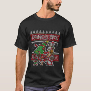 Black African American Santa Christmas Crew Sweate T-Shirt