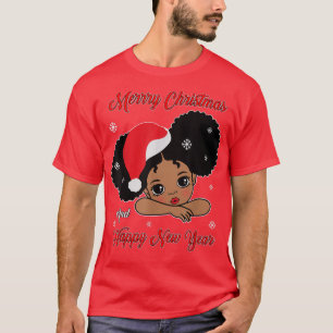 Black African American Santa Christmas Melanin Gir T-Shirt
