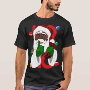 Black African American Santa Christmas pajamas 202 T-Shirt