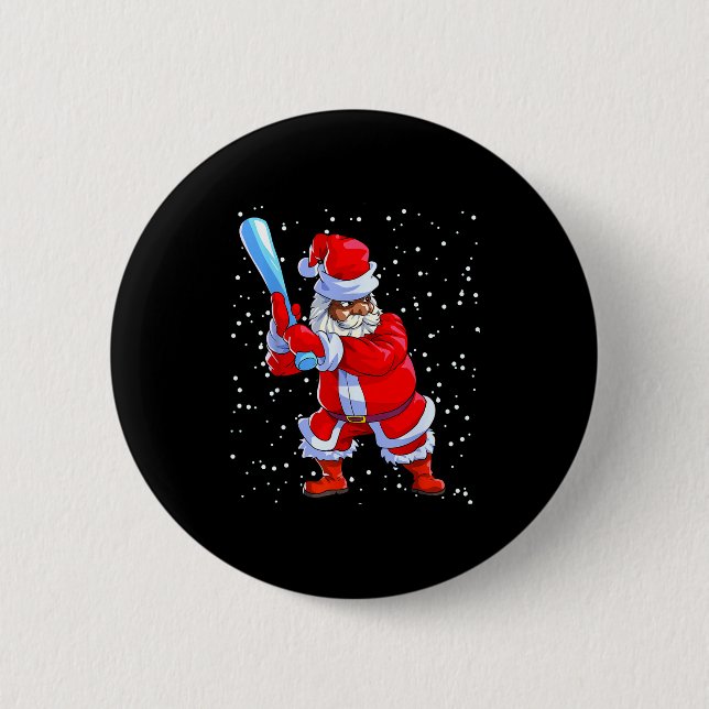 Black African American Santa Claus Baseball Afro C 6 Cm Round Badge (Front)