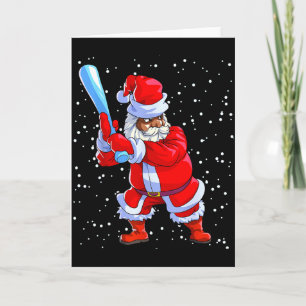 Black African American Santa Claus Baseball Afro C Card