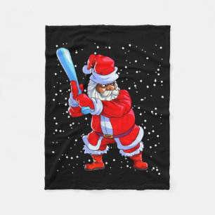 Black African American Santa Claus Baseball Afro C Fleece Blanket