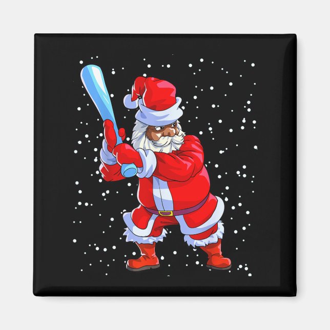 Black African American Santa Claus Baseball Afro C Magnet (Front)