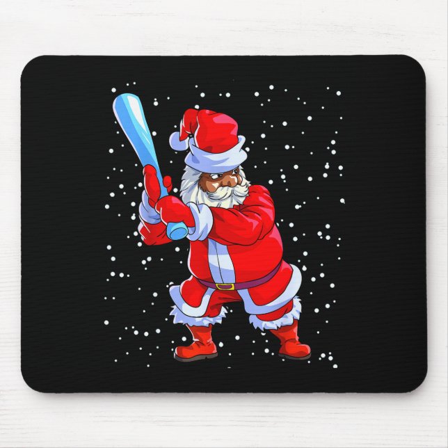 Black African American Santa Claus Baseball Afro C Mouse Mat (Front)