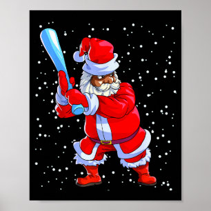 Black African American Santa Claus Baseball Afro C Poster