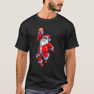 Black African American Santa Claus Basketball Afro T-Shirt
