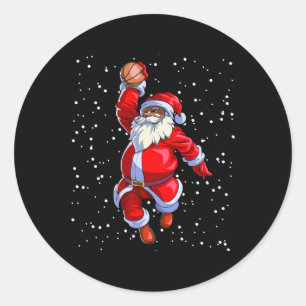 Black African American Santa Claus Bysketbyll Afro Classic Round Sticker
