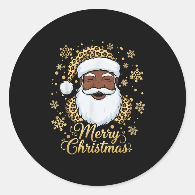 Black African American Santa Claus Christmas Afro  Classic Round Sticker (Front)