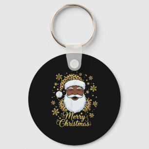 Black African American Santa Claus Christmas Afro  Key Ring