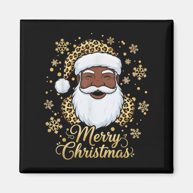 Black African American Santa Claus Christmas Afro  Magnet (Front)