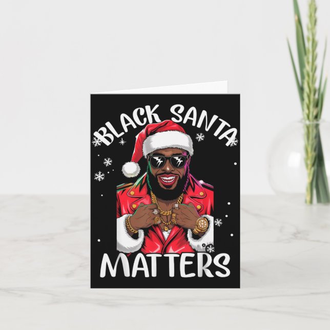 Black African American Santa Claus Christmas Pajam Card (Front)