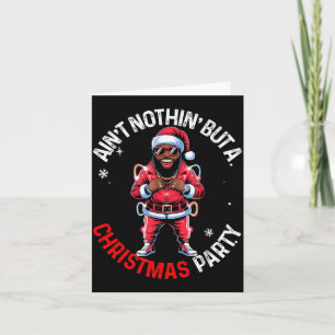 Black African American Santa Claus Christmas Pajam Card