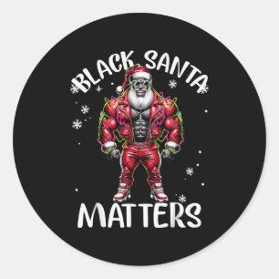 Black African American Santa Claus Christmas Pajam Classic Round Sticker