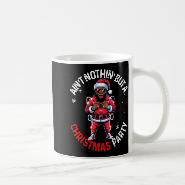 Black African American Santa Claus Christmas Pajam Coffee Mug (Right)