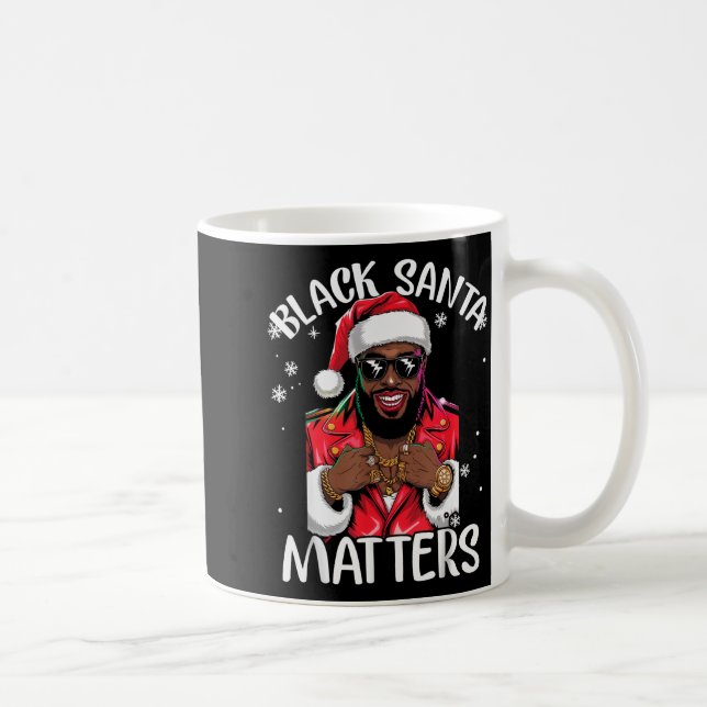 Black African American Santa Claus Christmas Pajam Coffee Mug (Right)