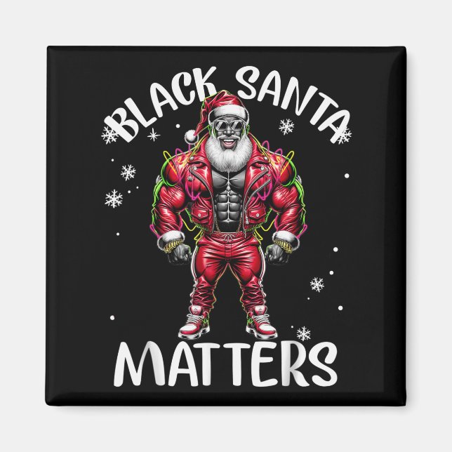 Black African American Santa Claus Christmas Pajam Magnet (Front)
