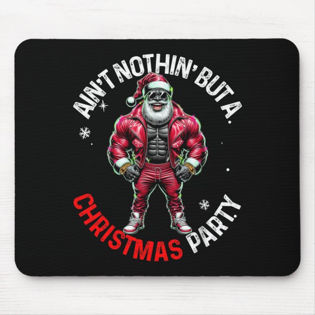 Black African American Santa Claus Christmas Pajam Mouse Mat (Front)