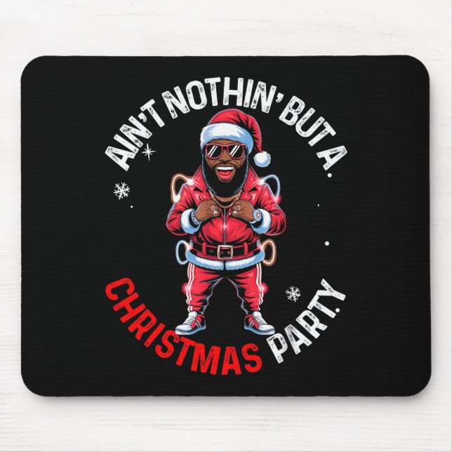 Black African American Santa Claus Christmas Pajam Mouse Mat (Front)