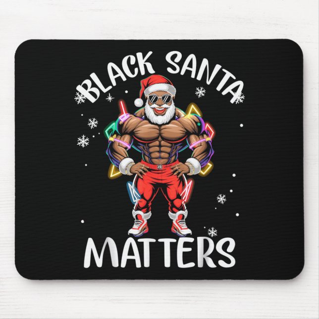 Black African American Santa Claus Christmas Pajam Mouse Mat (Front)