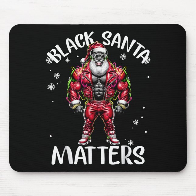 Black African American Santa Claus Christmas Pajam Mouse Mat (Front)