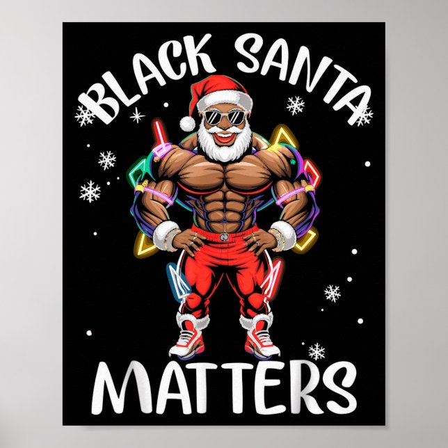 Black African American Santa Claus Christmas Pajam Poster (Front)