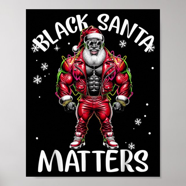 Black African American Santa Claus Christmas Pajam Poster (Front)