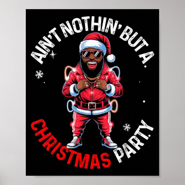 Black African American Santa Claus Christmas Pajam Poster (Front)