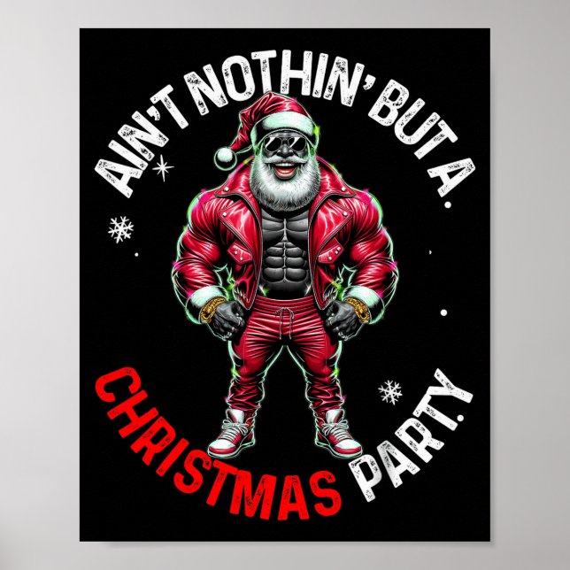 Black African American Santa Claus Christmas Pajam Poster (Front)
