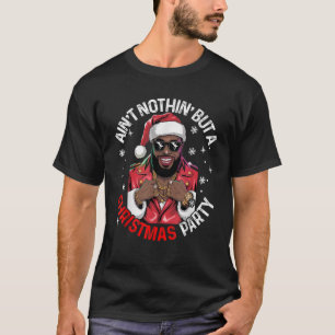 Black African American Santa Claus Christmas Pajam T-Shirt