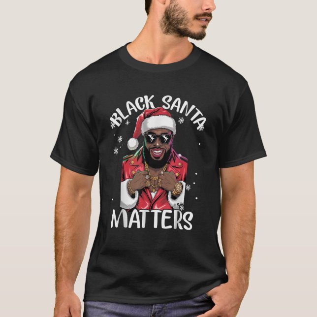 Black African American Santa Claus Christmas Pajam T-Shirt (Front)