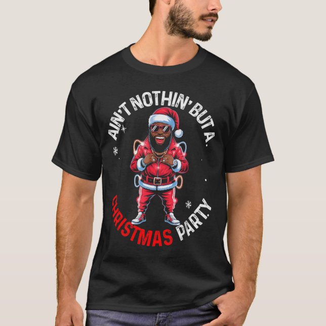 Black African American Santa Claus Christmas Pajam T-Shirt (Front)