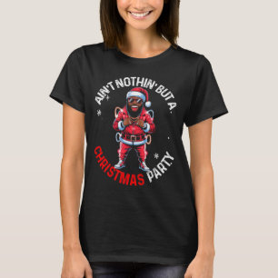 Black African American Santa Claus Christmas Pajam T-Shirt