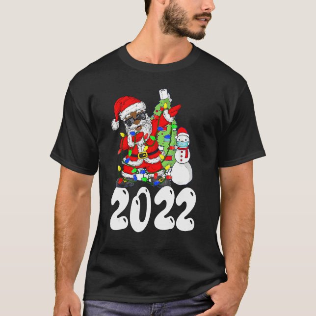 Black African American Santa Claus Christmas pajam T-Shirt (Front)