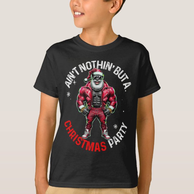 Black African American Santa Claus Christmas Pajam T-Shirt (Front)