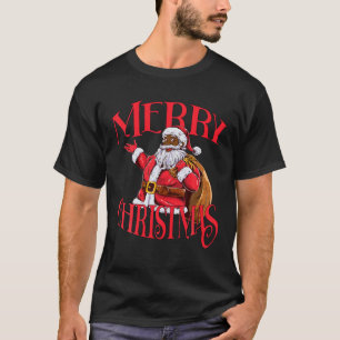 Black African American Santa Claus Christmas T Shi T-Shirt