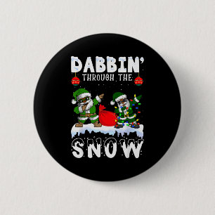 Black African American Santa Claus Dabbing Christm 6 Cm Round Badge
